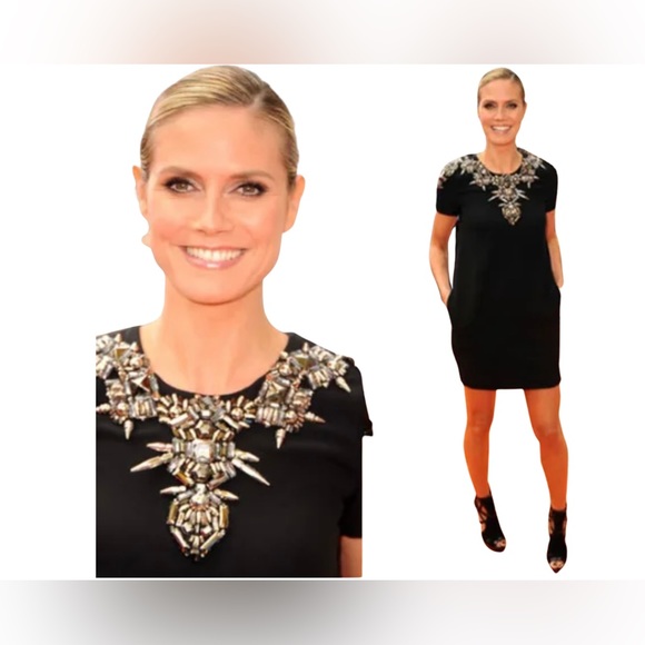 Authentic 100% Silk 2011 Runway Spike Bling Stud Cape Style Dress Size 38 - US 2 - Picture 8 of 11